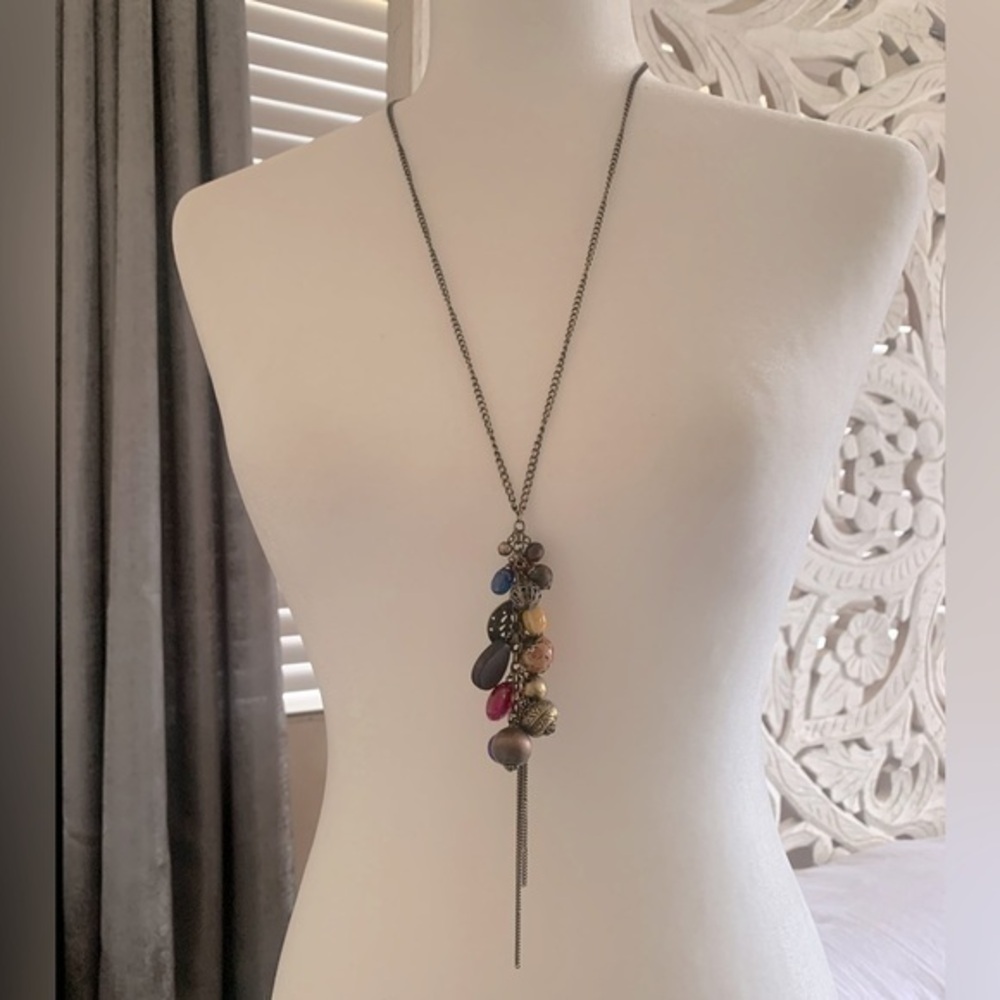 Multi color long necklace